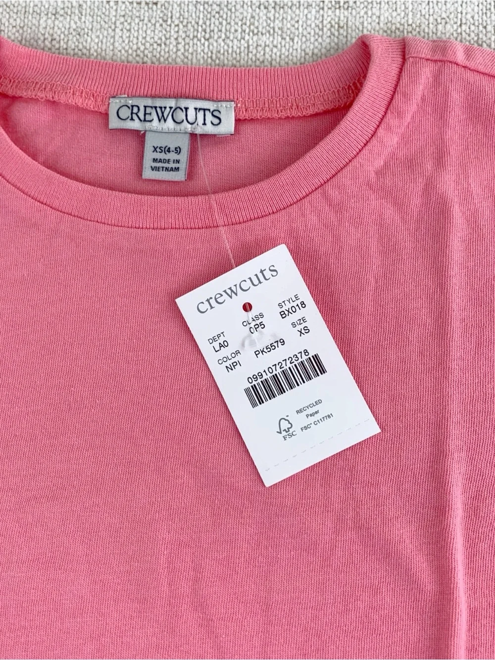 Crewcuts new Girls' shrunken T-shirt in vintage jersey short sleeve light weight